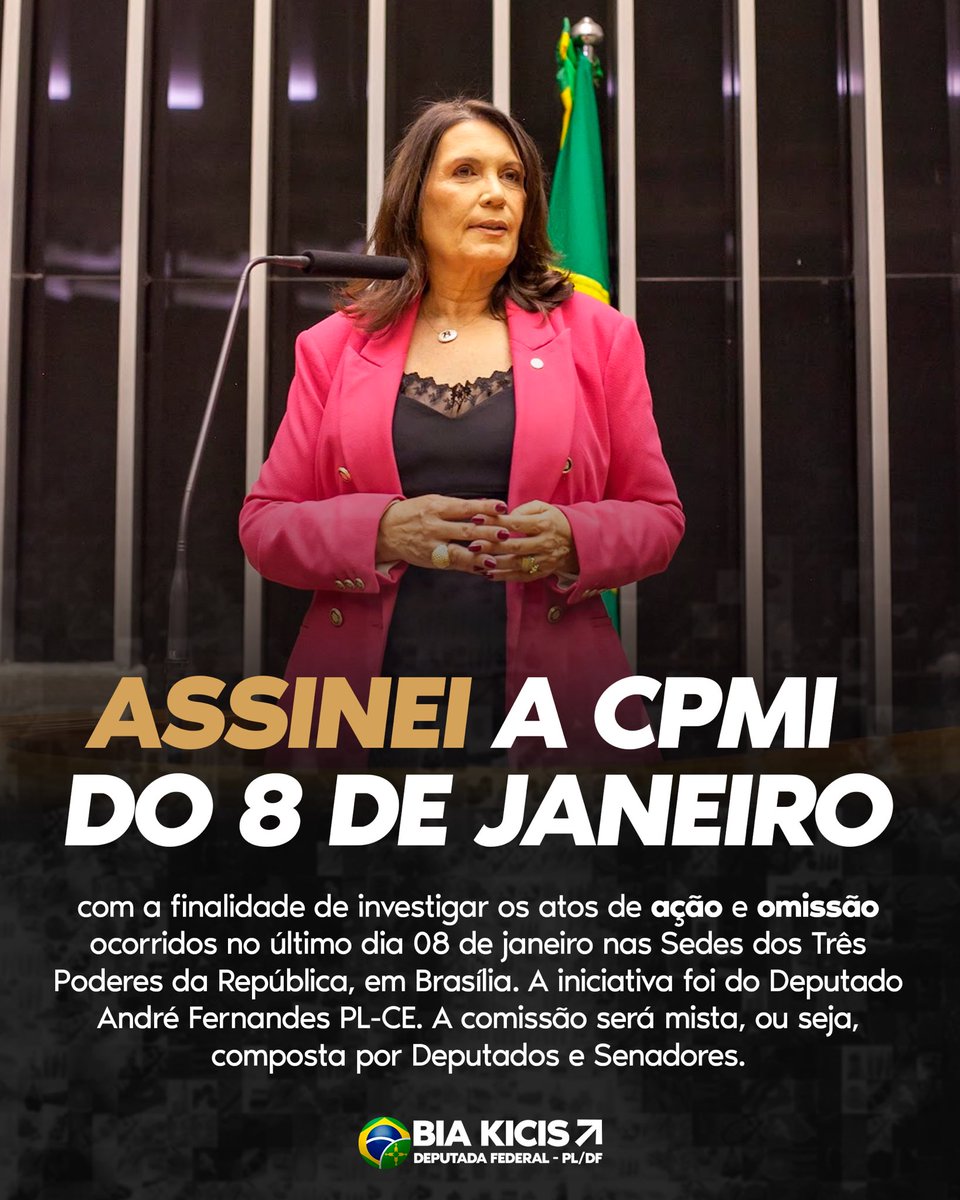 Biakicis's tweet photo. Assinei a CPMI dos atos do dia 8. O Lula não quer que se investigue, quer sigilo sobre as imagens. Nós queremos a verdade, que os responsáveis sejam punidos e os inocentes reconhecidos como tal. https://t.co/NmGdCSXP2c