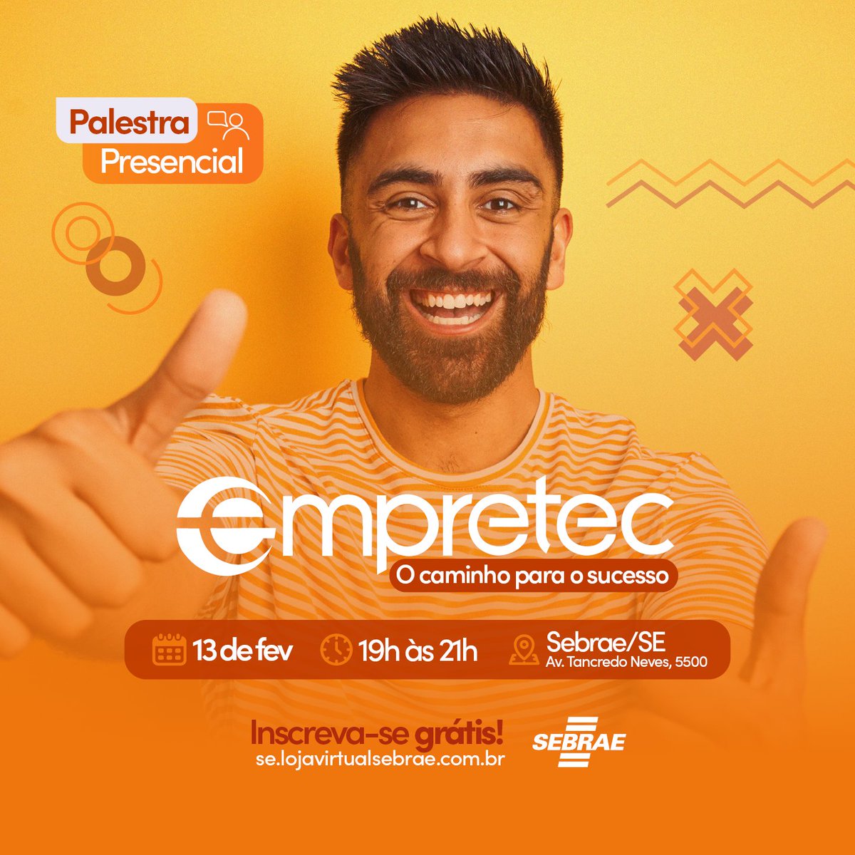 SebraeSergipe's tweet photo. ✅ Participe da palestra “𝗘𝗺𝗽𝗿𝗲𝘁𝗲𝗰 – 𝗢 𝗰𝗮𝗺𝗶𝗻𝗵𝗼 𝗱𝗼 𝘀𝘂𝗰𝗲𝘀𝘀𝗼” e deguste um pouco dos temas que serão abordados no seminário, saiba mais informações sobre o Empretec, o período da nova turma, investimento e formas de pagamento. 

📲 https://t.co/hWwg49e8Yx https://t.co/BjtqcOwAqn