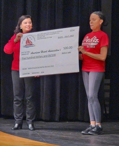 BAHADeltas's tweet photo. #GoRedForWomen #BAHADST #ZFusion: Over 90 in attendance for another informative wellness event featuring heart-pumping Zumba,resistance band training & a meditation session. Special thanks to all our participants & vendors who attended! Happy to donate $500 to @American_Heart! https://t.co/EWeNr4iGBw