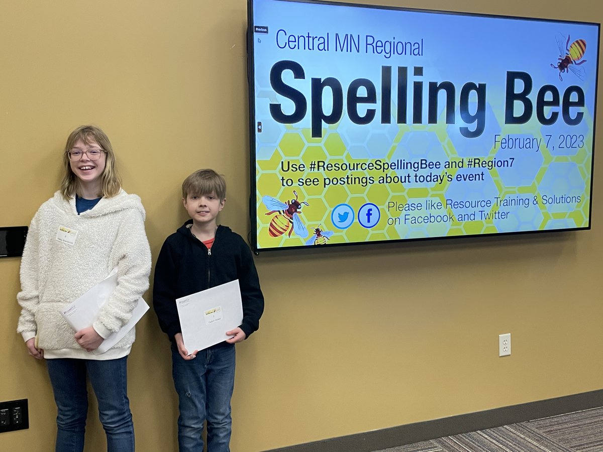 TheFoleyFalcon's tweet photo. Congratulations to Hailey Brambrink and Calvin Hoops on their competition at the Regional Spelling Bee. They were 2 of 19 students competing against other 5th-8th grade students from around the state. Calvin finished in the Top 15 and Hailey in the Top 6. Way to go spellers! https://t.co/q0iVO5iVXQ
