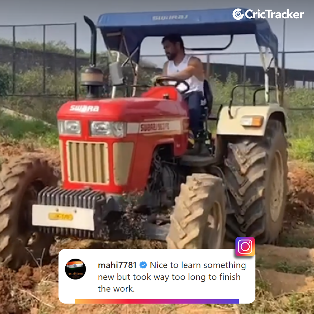 Cricketracker's tweet photo. MS Dhoni's first post in the last two years. 41 years &amp; still 𝐟𝐢𝐧𝐢𝐬𝐡𝐢𝐧𝐠 the work 😛 https://t.co/t1di4qmvIt