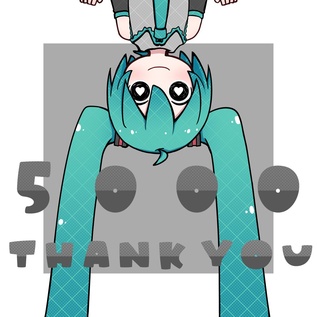 初音ミク 「thank you for 5000 followers 」|乙れんのイラスト