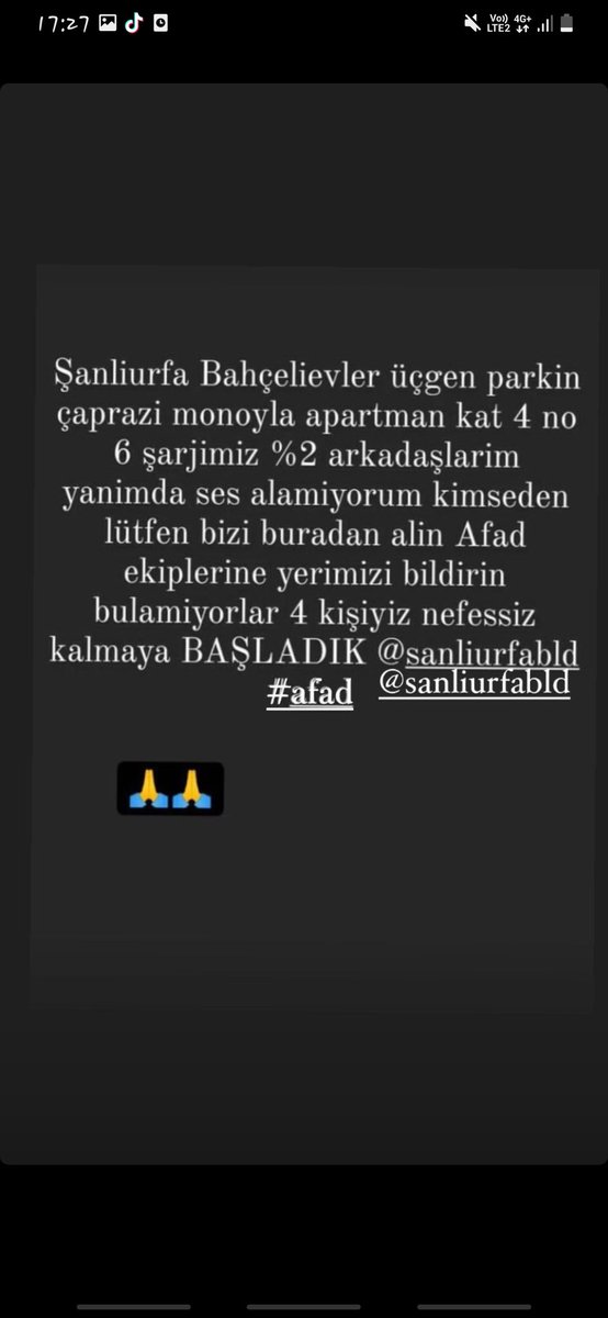 ESRAARSLAN56's tweet photo. @AFADBaskanlik @AFADSanliurfa @DepremDairesi https://t.co/gjixHBdamu