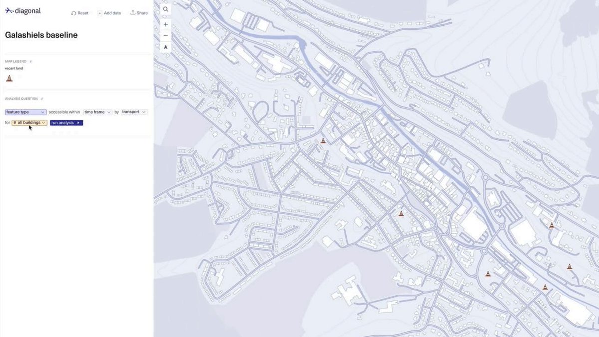 CivTechScotland's tweet image. Up next, @diagonalworks demo Skyline: a web-based tool that enables planners and decision-makers to explore the current state of their town centre and start testing future scenarios, for Challenge 7.13 from @SoSEnterprise and @ScotBorders 

#CivTech7 #DemoDay7 #TownCentres