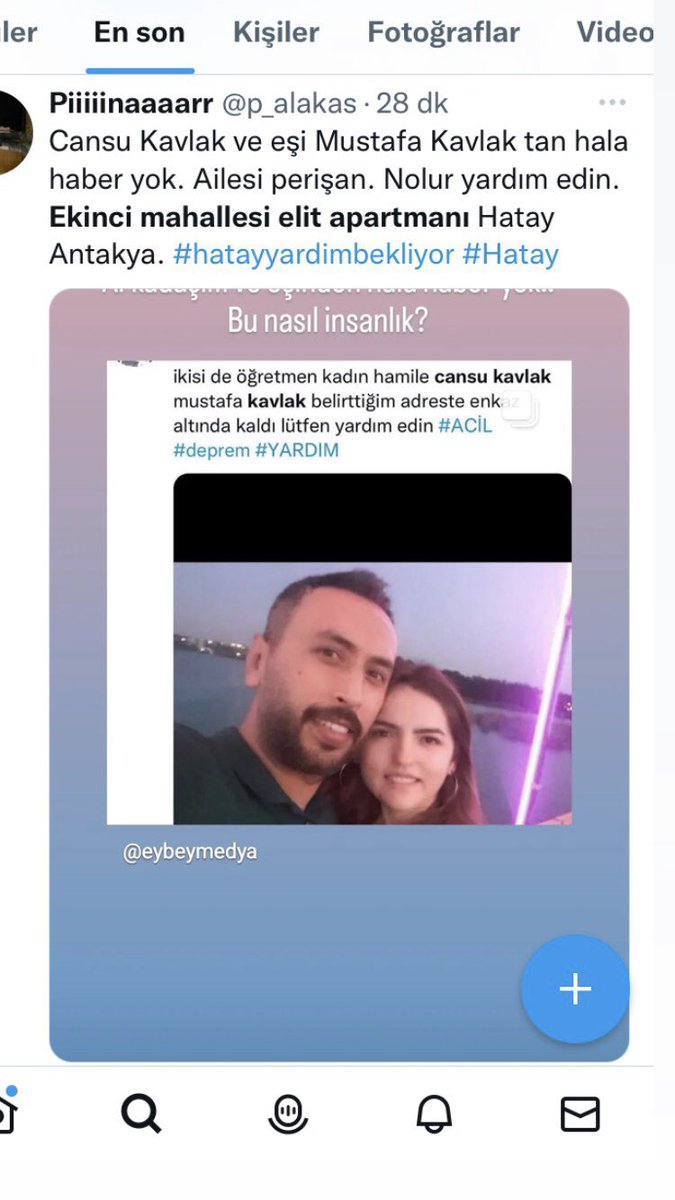 MelikeDimen's tweet photo. @ogretmenlersyfs Hatay Ekinci Mahallesi Elit Sitesi. 6 aylık hamile Cansu Kavlak ve Eşi Mustafa Kavlak hala enkaz altındalar. Lütfen meslektaşımıza yardım gitmesine destek olun. https://t.co/iappH8wxHr
