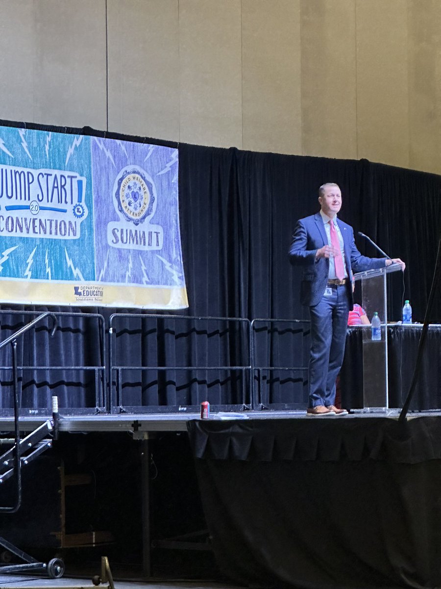 Excited to be welcomed to Louisiana Jump Start convention by the intelligent, articulate, dynamic State Superintendent <a href="/cadebrumley/">Cade Brumley</a> (How was that?) iykyk #JumpStart #LAJumpStart
