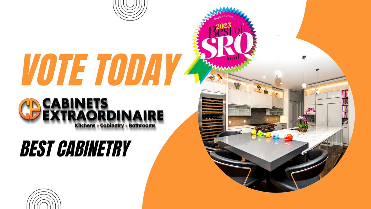 CabinetsXtra's tweet image. Last day to vote for #BestofSRQ! Be sure to head over to SRQ Magazine one more time to vote Cabinets Extraordinaire for Best Cabinetry! 👉 bit.ly/40HIYKs CBC1263965