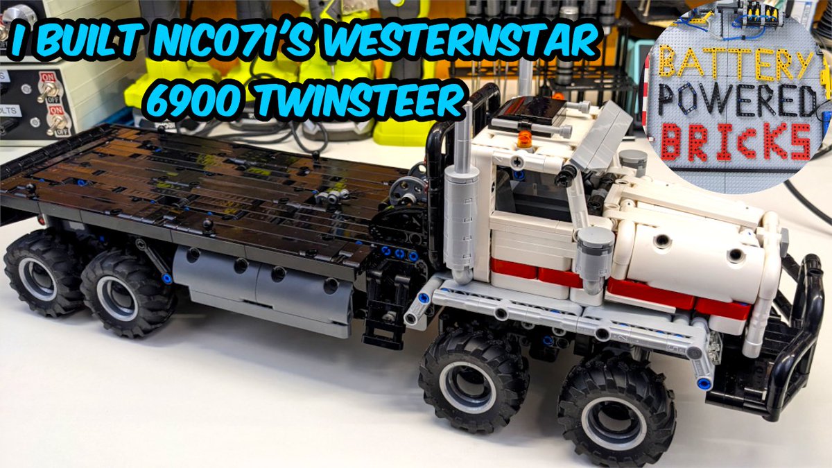 Finally finished my Westernstar 6900 Twinsteer!  Design by Nico71's Lego Technic creations.  As many hours as I've spent playing #snowRunner it's only fitting I would build this 😅

youtu.be/-Ms9U3FWNpA