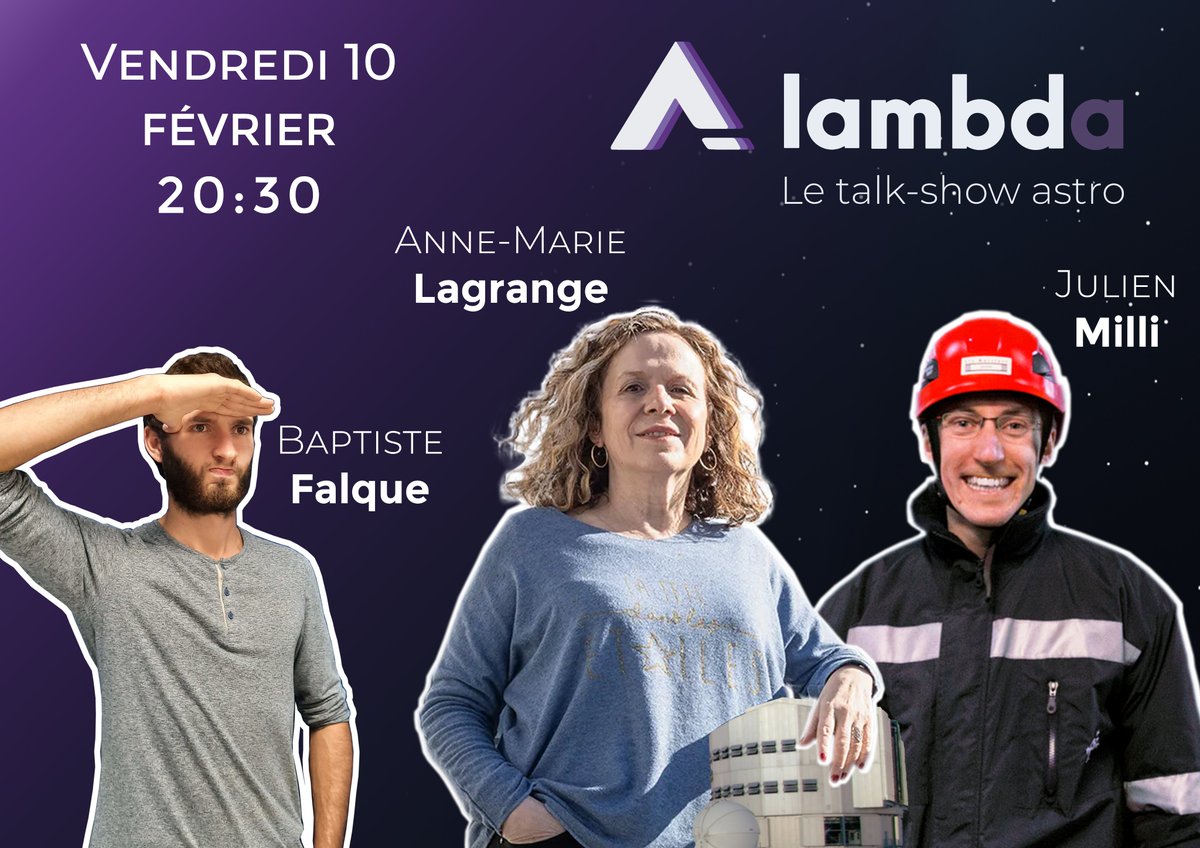 AurorAlpes's tweet photo. #Lambda 🚨Notre talk-show astro est de retour ce vendredi 10/02 ✨

La soirée sera placée sous le signe des #exoplanètes en compagnie de Julien Milli &amp; Anne-Marie Lagrange ! 🥳 @IPAG_fr 

🗓 RDV à 20h30 ce vendredi sur notre chaîne #Twitch !! https://t.co/QfmKh97cGu