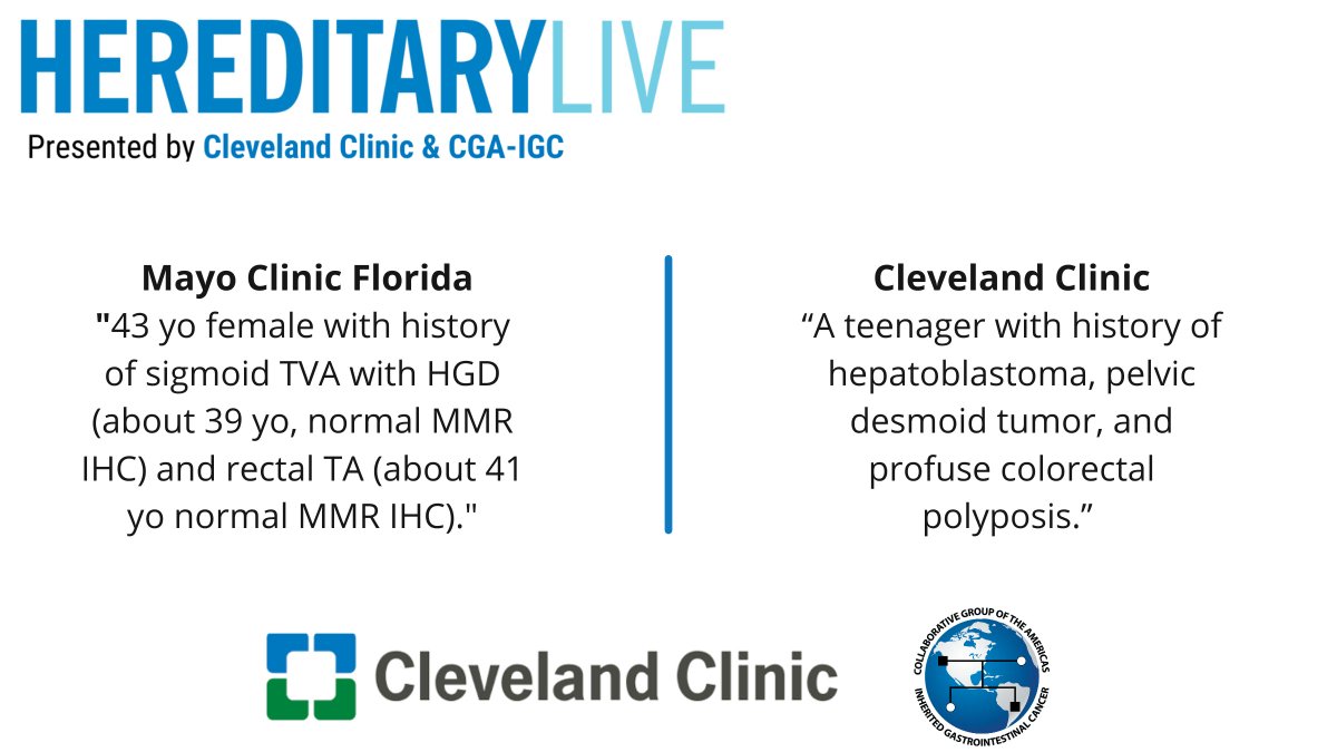 📢We have 2⃣ confirmed cases for the upcoming #HereditaryLive session on February 16th‼️

Join us &amp; hear what the experts have to say!   Add the dates to your🗓️

🗓️Feb 16 tinyurl.com/mrxdbnnj
🗓️Apr 20 tinyurl.com/3vcw8r6j
🗓️Jun 15 tinyurl.com/nps6sfaw
#HereditaryGICancer