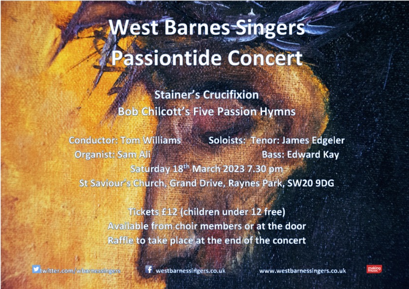 We hope you can join us for our Spring Concert on Saturday 18th March. Details on the flier - do spread the word!