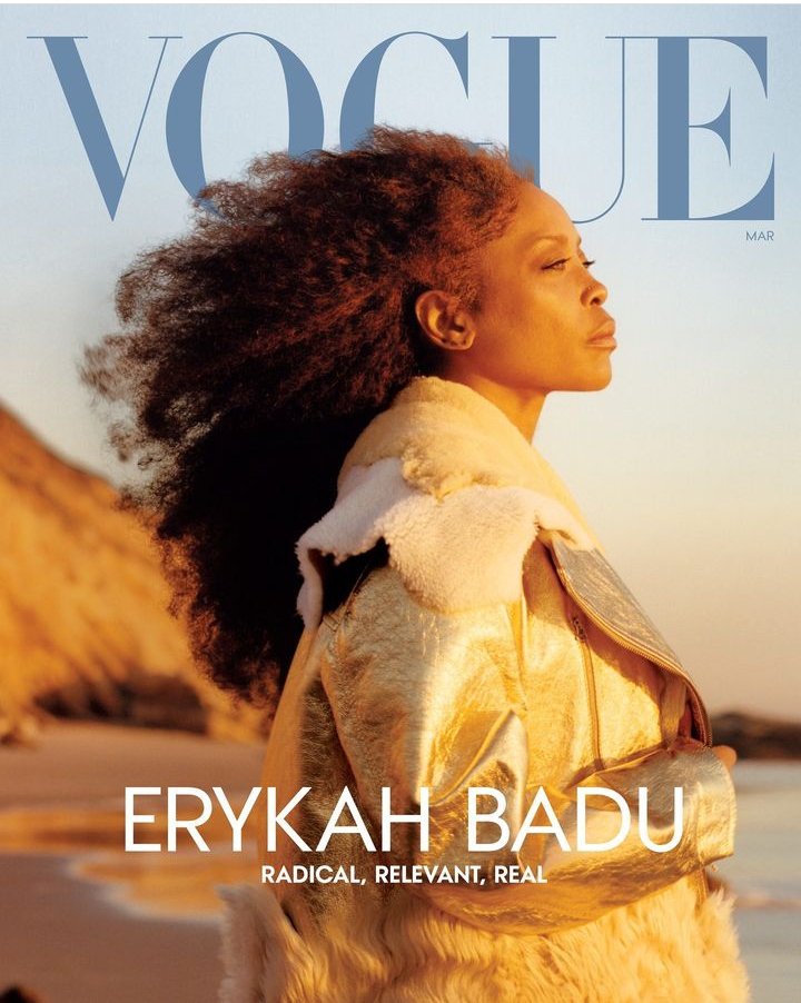 Mameyrd's tweet photo. FINALLY a #VOGUEMagazine cover with #ErykahBadu on it. Bravo @fatbellybella 🤎 https://t.co/apkCCcgGtX