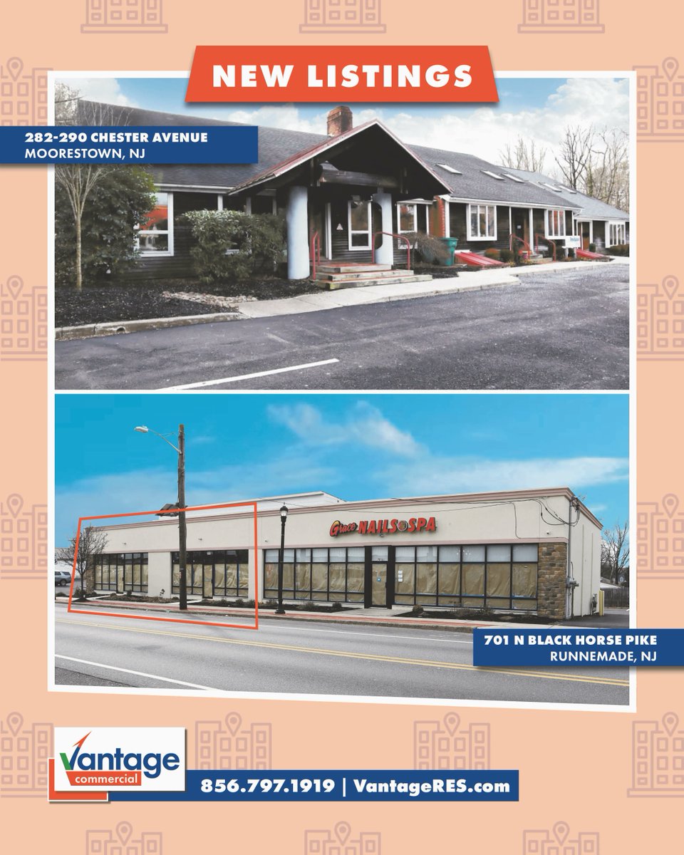 Vantage_CRE's tweet photo. New Listings!
We have new spaces available in Moorestown and Runnemede!

Check out our website for ALL our new listings or contact us today for more information!
#NJRealEstate #CommercialRealEstate #retail #office https://t.co/tyJJJhlqkc