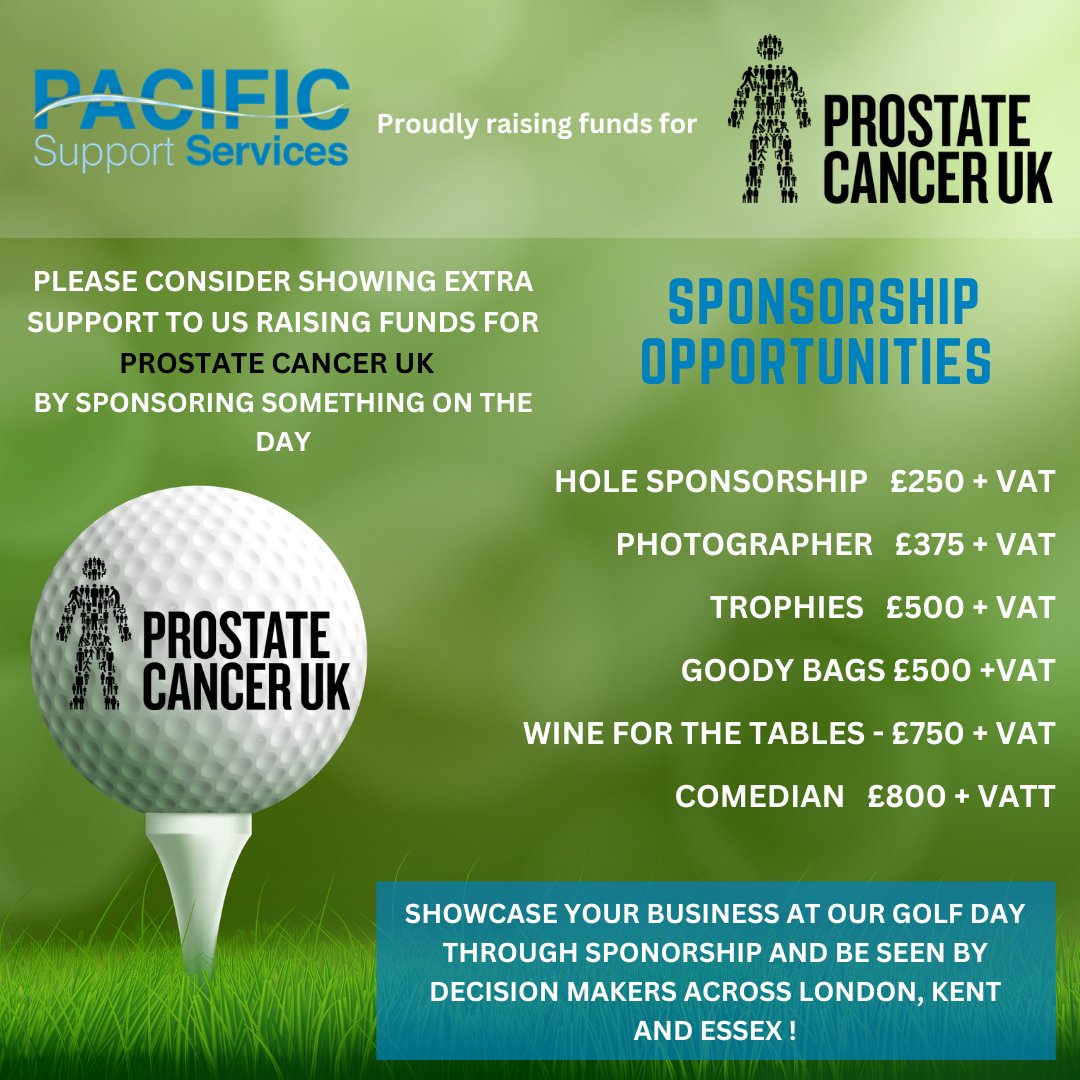 pacific_support's tweet photo. Whether you are attending or not, your business can be a part of our special day! 

If you would like more information about any of our sponsorship offers please get in touch with the team for a full breakdown of what is included in each package! 

#charitygolf #prostatecanceruk https://t.co/JNKtXXjmQZ