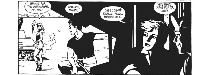 Morning inspiration: @xaimeh giving a master class in one panel.
Eye is led by horizon, to hood, to arm, to faces. Eye lines almost all the same but slight changes in scale plus value create depth. Good lord! Perfect composition 