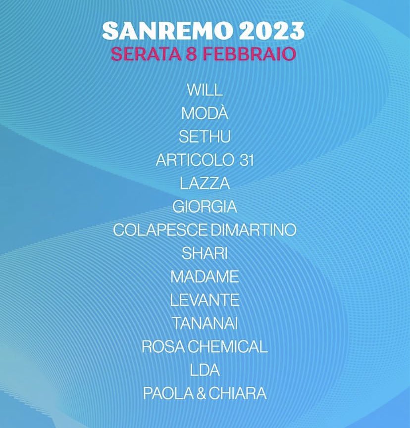 SCALETTA 2ª SERATA #SANREMO2023