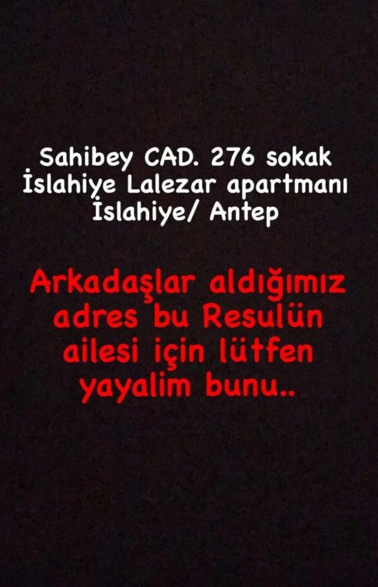 ezgicimuysal's tweet photo. arkadaşlar bunu da yayabilir miyiz lütfen arkadaşımın tüm ailesi enkaz altında!! @AFADBaskanlik @haluklevent @OguzhanUgur @BabalaTv https://t.co/jcoGAdpaqH