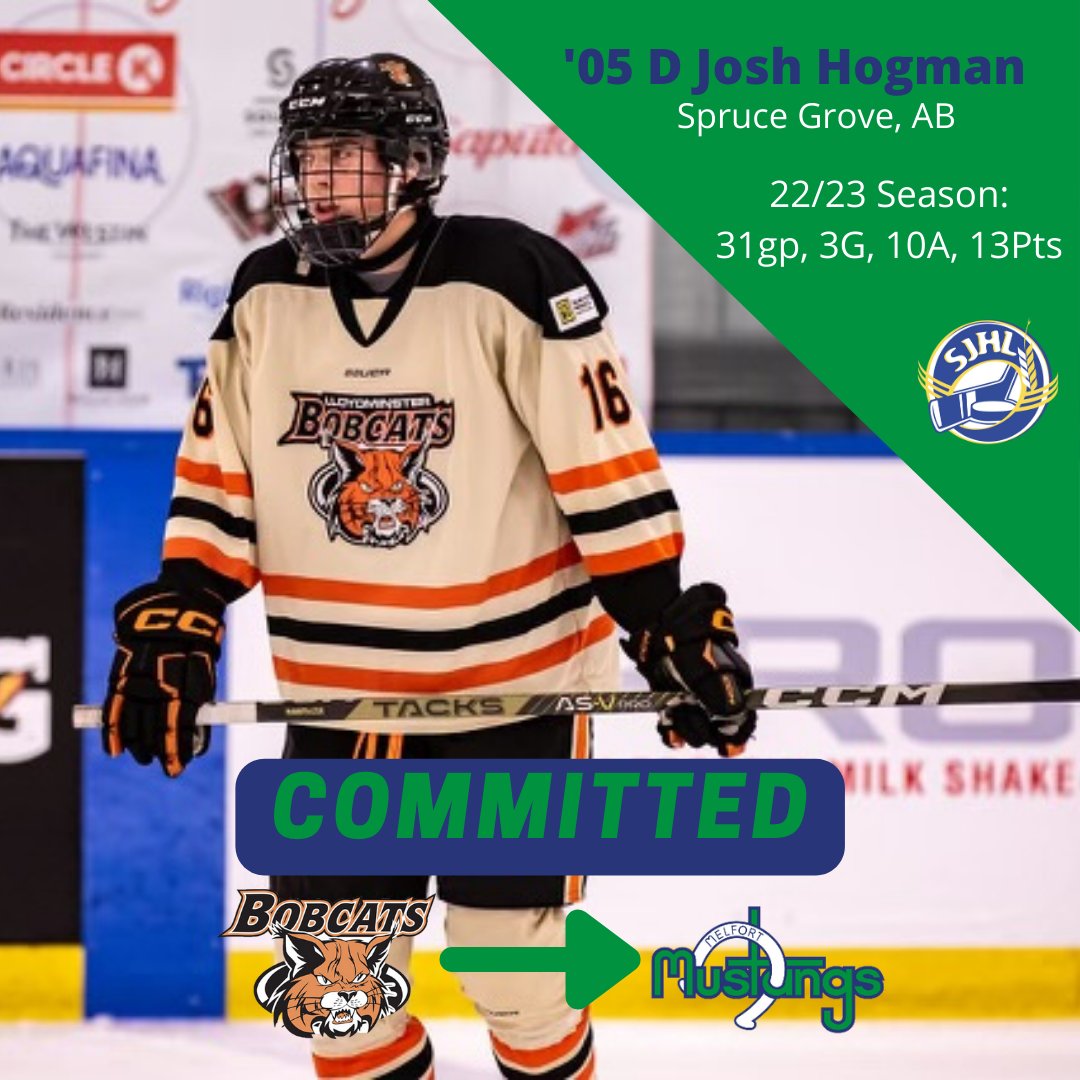 SJHL_Mustangs's tweet photo. COMMITMENT:

The Mustangs are excited to announce that '05 D Josh Hogman has committed to the club for the 23/24 season!

Currently playing for the @AAABobcats, Hogman has 13 points in 31 games!

Welcome to Melfort, Josh! https://t.co/uGmkBJa9RE