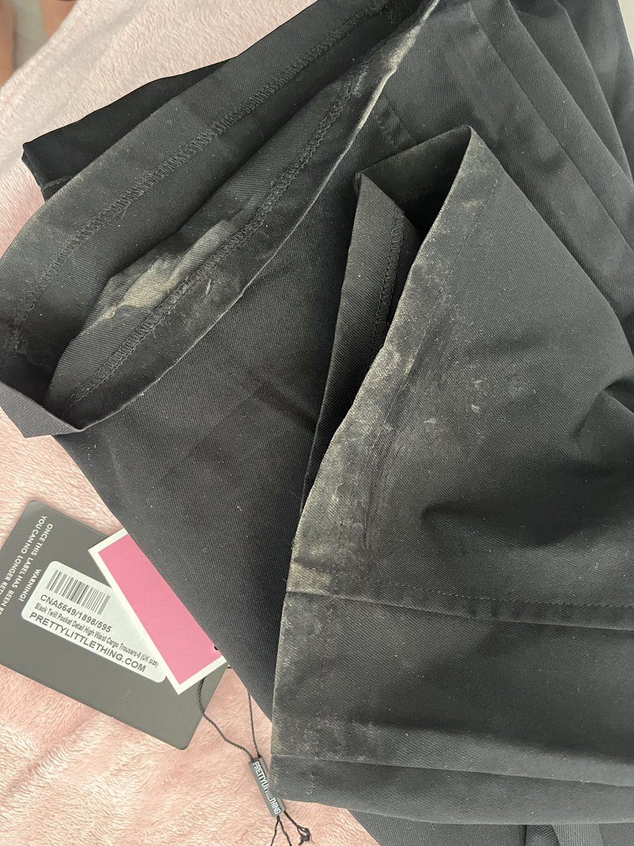 daissmorrison's tweet photo. PLT ARE A JOKE! @OfficialPLT @OfficialPLT_CS Not only do they miss half my order. They also send me trousers that have clearly been worn that are dirty and stink and do not even have the label attached. Disgusting! https://t.co/dr9loWE9vL