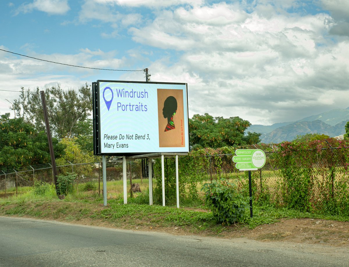 CoCreateSoton's tweet photo. Great to see our billboards in Jamaica for Windrush Portraits! As part of Black History Month in the Caribbean and USA, artists #MaryEvans (UK based) and @studio_m_e (Jamaica based) are showing artworks on billboards across Jamaica >>> https://t.co/BdHtm63hem #CoCreatingSoton https://t.co/XE2Zy7CKWR