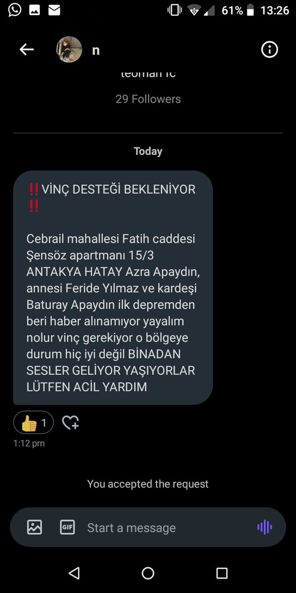‼️VİNÇ DESTEĞİ BEKLENİYOR‼️

Cebrail mahallesi Fatih caddesi Şensöz apartmanı 15/3 ANTAKYA HATAY