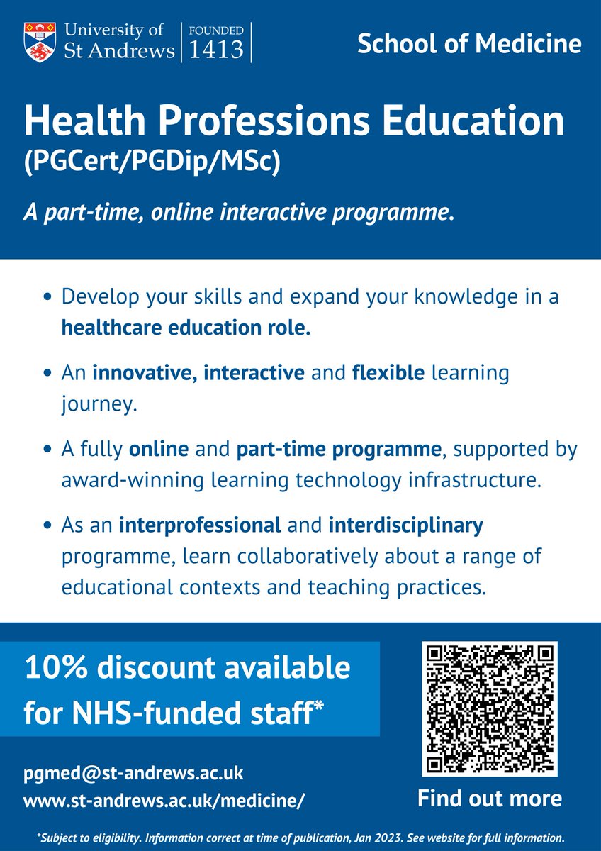 Are you interested in education and training within an academic or healthcare setting? Do you wish to develop your role in health professions education? 

There will be an online information session on Wed 15th February!

Find out more here: bit.ly/3HIaY8c