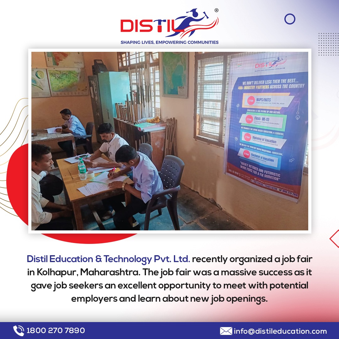 distiledutech's tweet photo. Distil Education &amp; Technology Pvt. Ltd. recently organized a job fair in Kolhapur, Maharashtra. The job fair was a massive success as it gave job seekers an excellent opportunity to meet with potential employers and learn about new job openings.

#distilgroup #distieducation https://t.co/a5PEXjIKsk