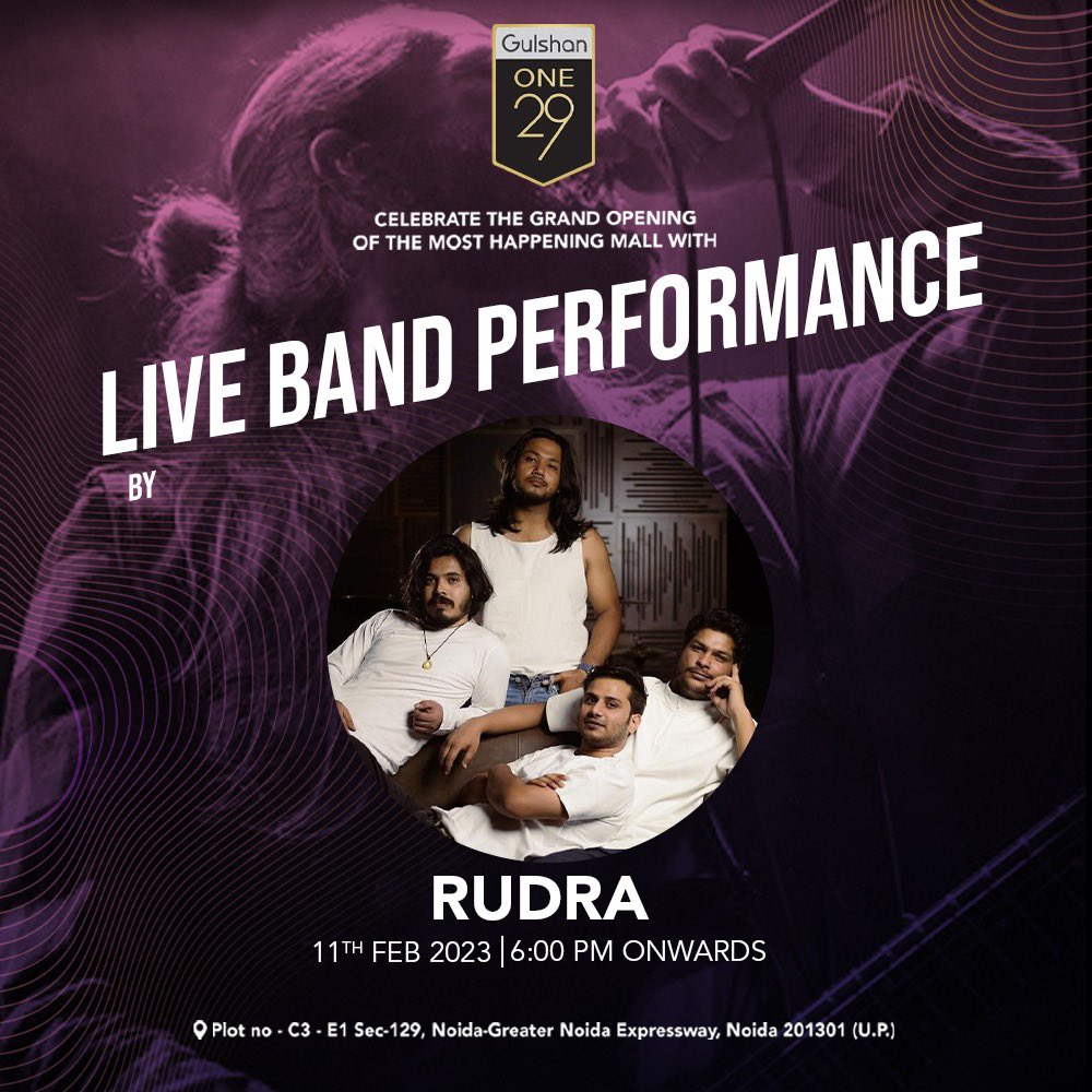 therudralive's tweet photo. Noida people we are coming to your city on this 11th February at @gulshanone29 
Sector 129 Noida 

⭐️𝐄𝐧𝐭𝐫𝐲 𝐢𝐬 𝐟𝐫𝐞𝐞⭐️

#rudratheband #rudramusic #rudra #concert #liveconcert #liveperformance #indiemusic #indierock #indieartist https://t.co/u9wibsVn9w