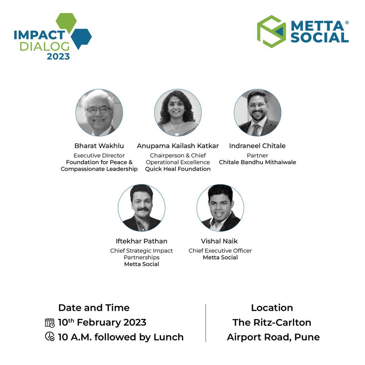 metta_social's tweet photo. The Impact Dialogue 2023 by Metta Social is a platform where fresh ideas &amp; innovative solutions will be shared by new-age CSR Managers &amp; Social Leaders ready to make sweeping changes in the community. Set to happen on 10 Feb at the Ritz Carlton Hotel, Pune, with @SIIC @IITKanpur https://t.co/xcrkXH5QX9