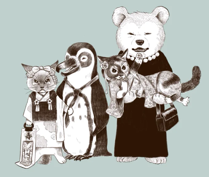 タグ企画 #一次創作絵師拡散フェス03 に参加しますくまとペンギントと2匹の猫の絵を描いてます 