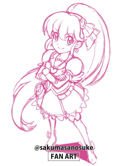 愛乃めぐみ 「【ラクガキファンアート/FAN ART】『ハピネスチャージプリキュア!』よりキュ」|佐久間さのすけ／Sanosuke Sakumaのイラスト