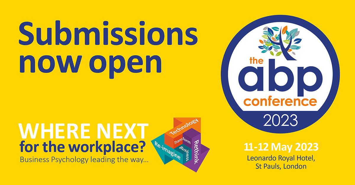 Speaker Submissions Open for ABP Conference 2023

We’re delighted to announce that Speaker Submissions are now open for this year’s ABP Conference – Where next for the workplace? To find out more and to submit, click here. bit.ly/3HLPZS4