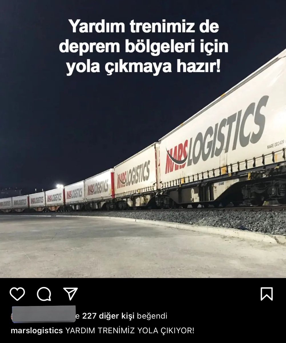 ilkinkaracan's tweet photo. Mars Logistics bölgeye yardım TREN’i gönderiyor. TIR DEĞİL TREN. İçi tamamen yardım malzemeleriyle dolmuş bile. Helal olsun herkes elini taşın altına koysun https://t.co/pZlPMrWcbo