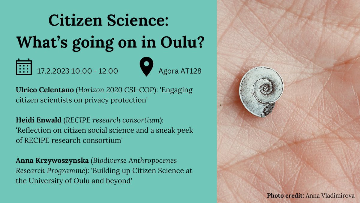 arcticants's tweet photo. Feb 17, 10-12 welcome to the 'Citizen Science: What’s going on in Oulu?' event, organised by Citizen Science Network of @UniOulu. Dr Anna Krzywoszynska will represent @arcticants and CitizANTS programme, which is co-organised with Prof Thora Herrmann during Spring 2023 semester. https://t.co/worJ3c71xU