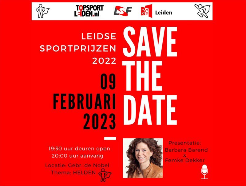 Morgen de uitreiking van de Leidse Sportprijzen 2022! Super leuk om dit samen met Barbara Barend te mogen presenteren #iedereeniswelkom!
