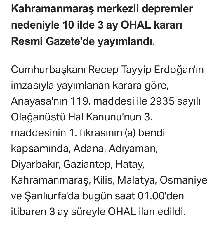 @FatoYlm43451381 @IIIbestt @pusholder @kilicdarogluk Ohal ilan edildi ve remi gazetede yayımlandı. Şu an Ohal var. @FatoYlm43451381