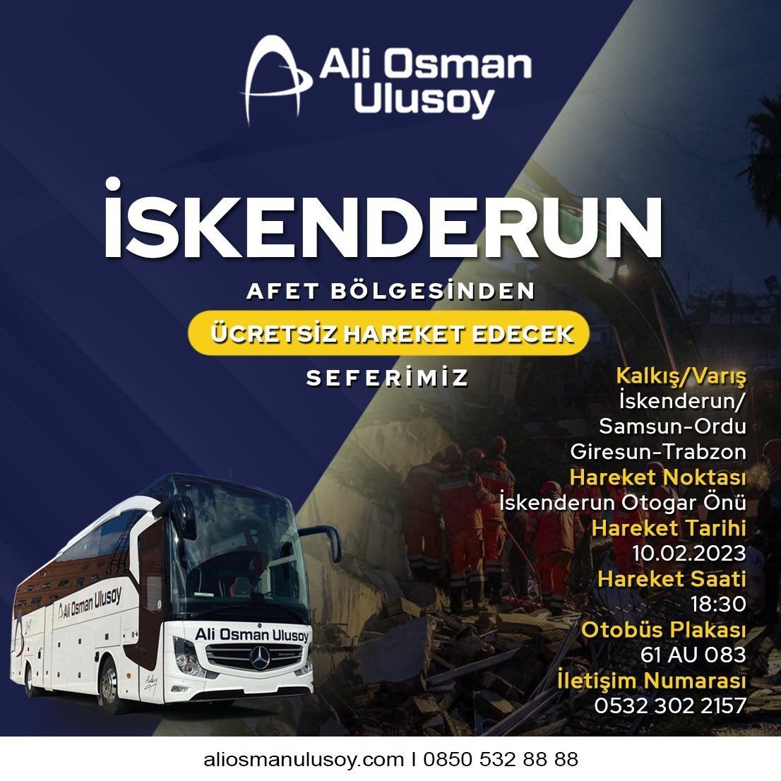 Afet bölgesinden ücretsiz hareket edecek seferler 📌

#deprem