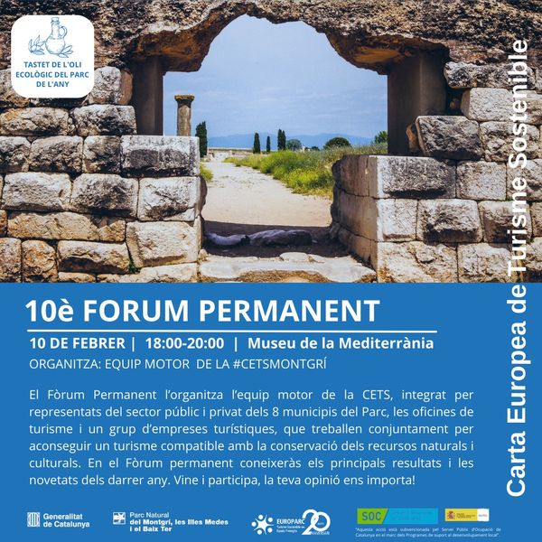 AjTorroella's tweet photo. 📅El @pnmmbt organitza el 10è Fòrum Permanent de la #CETS, amb un programa per estar al dia de totes les novetats que es fan al #PNMontgrí.
📆 Divendres, 10 de febrer | 18 h | @MdlMediterrania
👉https://t.co/n0IQJk8DTc
#SomSosteniblitat #SomTorroella #SomlEstartit
#CETSCat https://t.co/NA4NM8p0gX