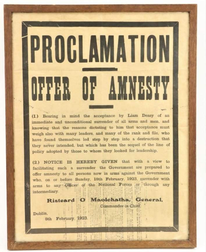 Second amnesty offered 100 years ago by pro-Treaty Sinn Féin Government to end #IrishCivilWar with anti-Treaty IRA @131Weeks 

Signed by Michael Collins successor General Richard Mulcahy TD - fought in 1916, War of Independence, founder @defenceforces future leader @FineGael 🇮🇪