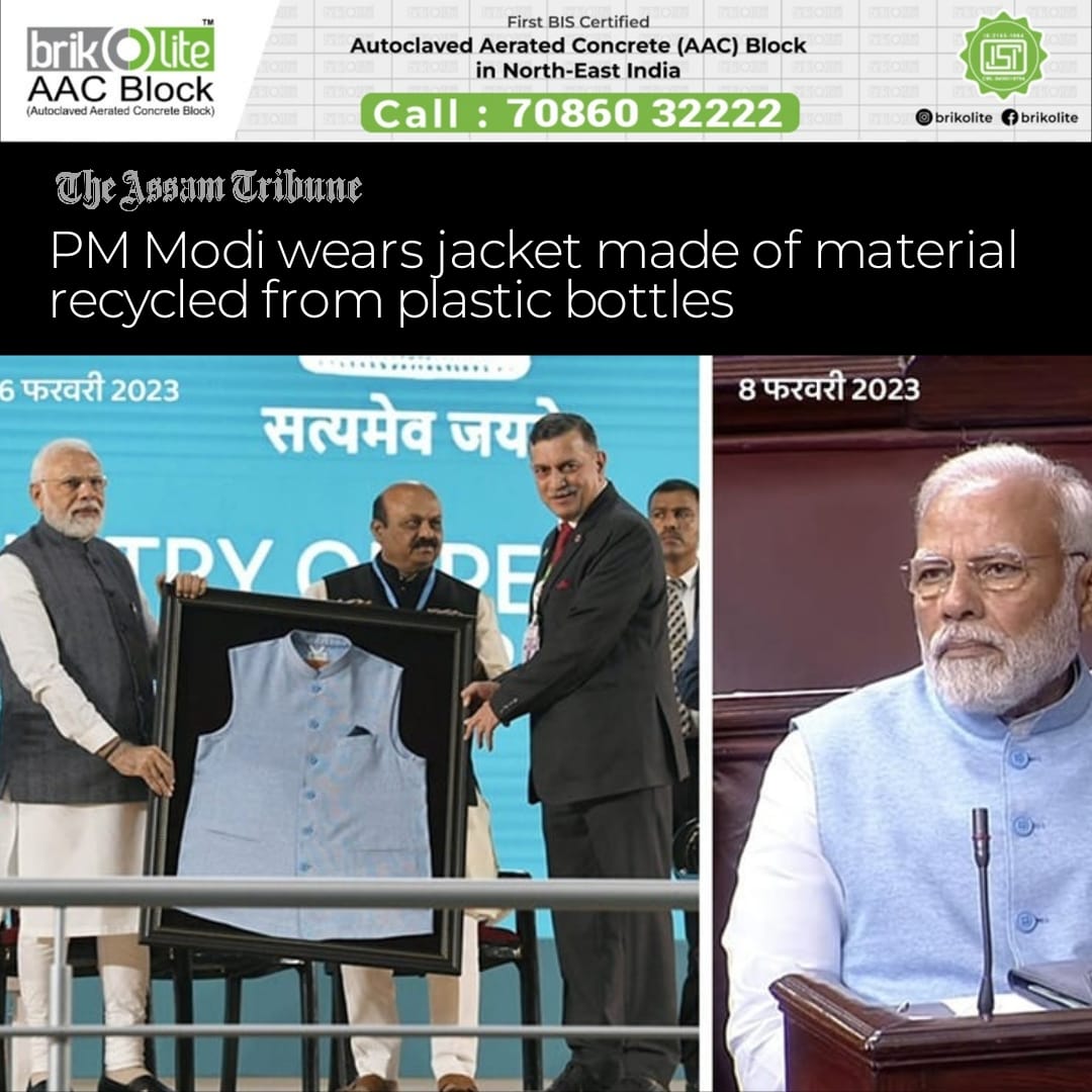 assamtribuneoff's tweet image. Prime Minister @narendramodi today wore a blue sleeveless jacket made of material recycled from plastic bottles.

#TheAssamTribune #ModiJacket 
Click the link to read more:
assamtribune.com/national/pm-mo…