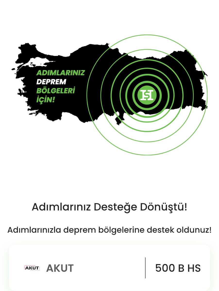 unique_miracle's tweet photo. Adımlarınızla depremden etkilenen bölgelere destek oldunuz! #heradımdadestekvar @helpstepsapp https://t.co/vng73Q5SFl