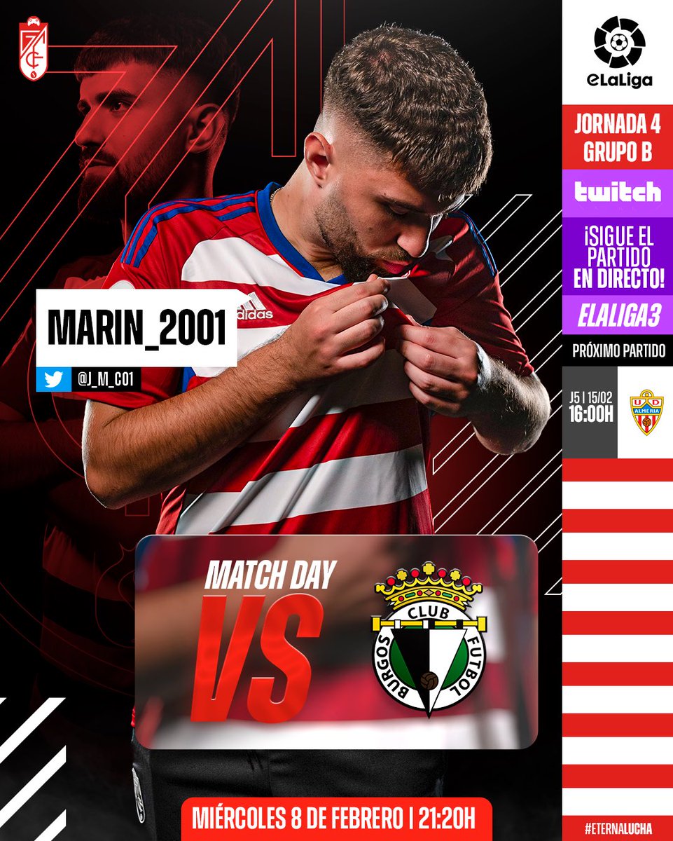 ❤️ 𝐌𝐀𝐓𝐂𝐇 𝐃𝐀𝐘 🤍

🏆 @eLaLiga
⚔️ Jornada 3 y 4
🆚 <a href="/RSGeSports/">Real Sporting eSports</a> || <a href="/Burgos_CF/">Burgos Club de Fútbol</a> 
⌚️ 18.50h || 21.20h
📺 twitch.tv/elaliga4 || twitch.tv/elaliga3

#𝙂𝙧𝙖𝙣𝙖𝙙𝙖𝘾𝙁𝙀𝙨𝙥𝙤𝙧𝙩𝙨 🇦🇹