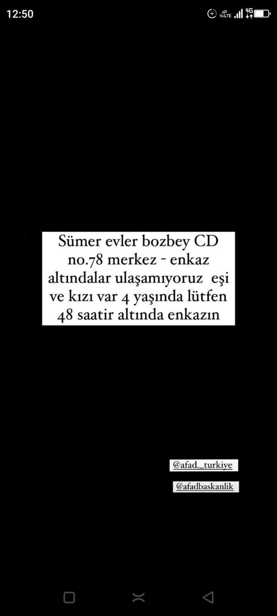 FatmaDu17568713's tweet photo. @AFADBaskanlik @DepremDairesi #deprem #enkazaltindayim @haluklevent @Kizilay https://t.co/3LmRChzhWm