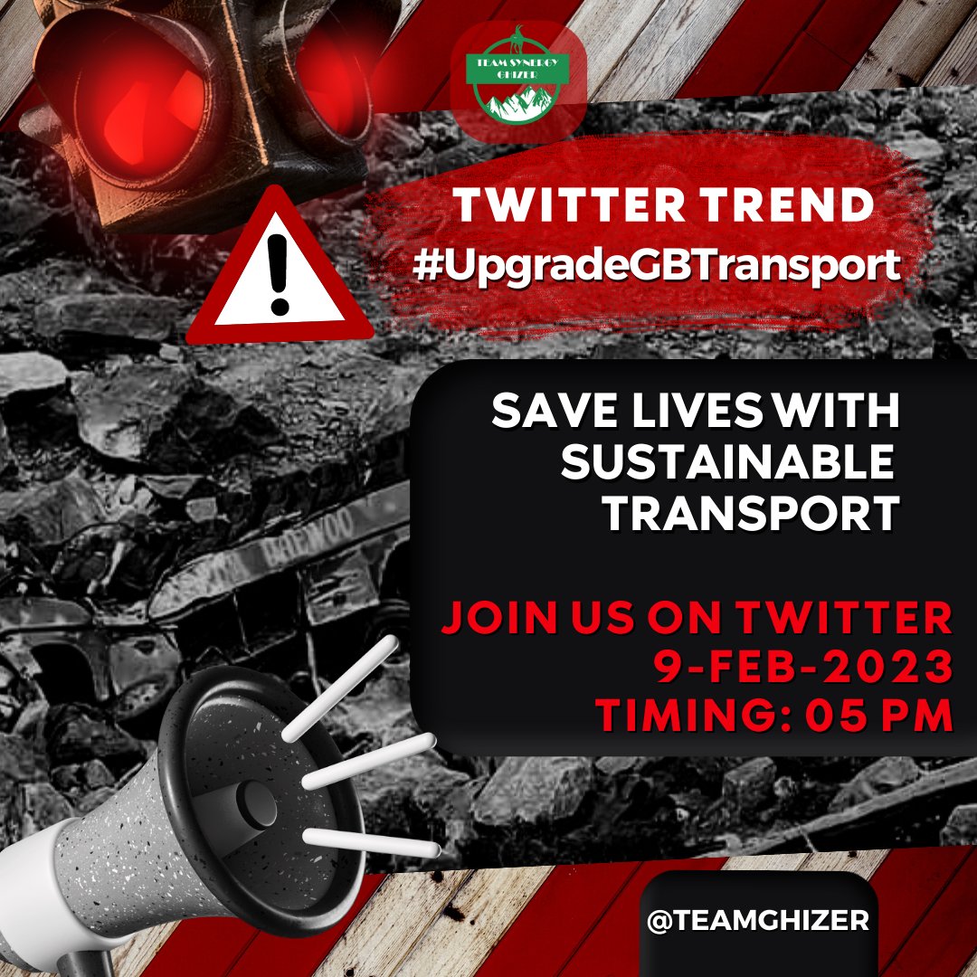 Rise and shine for a cause! Join us tomorrow at 5PM for the sustainable transport campaign for Gilgit Baltistan. Let's take a stand to reduce traffic tragedies and ensure safe travels for all. 
Starting #UpgradeGBTransport campaign tomorrow at 5PM.