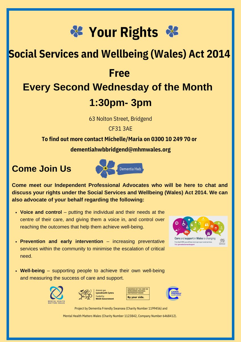 MHMWales's tweet photo. 🧐📅New dates for your diary!
-Ogmore Vale Pop Up Dementia Hwb 2:30-16:30 every Wednesday
-Dementia Hwb Rights Workshop every second Wednesday of the month 13:30-15:00 in our Bridgend Hwb.
#dementiaproject #dementiaservices #hwblife #joinourhwb #dementia @BridgendHwb @ctmrpb https://t.co/5byvUFRivW