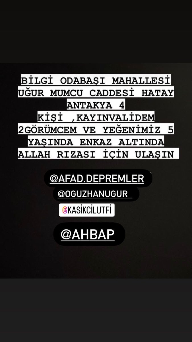asenaaa_1's tweet photo. @haluklevent @OguzhanUgur  @ahbap #acildeprem #HatayıKaderineTerkEtme #hatayyardimbekliyor https://t.co/gxtzxPvUaZ
