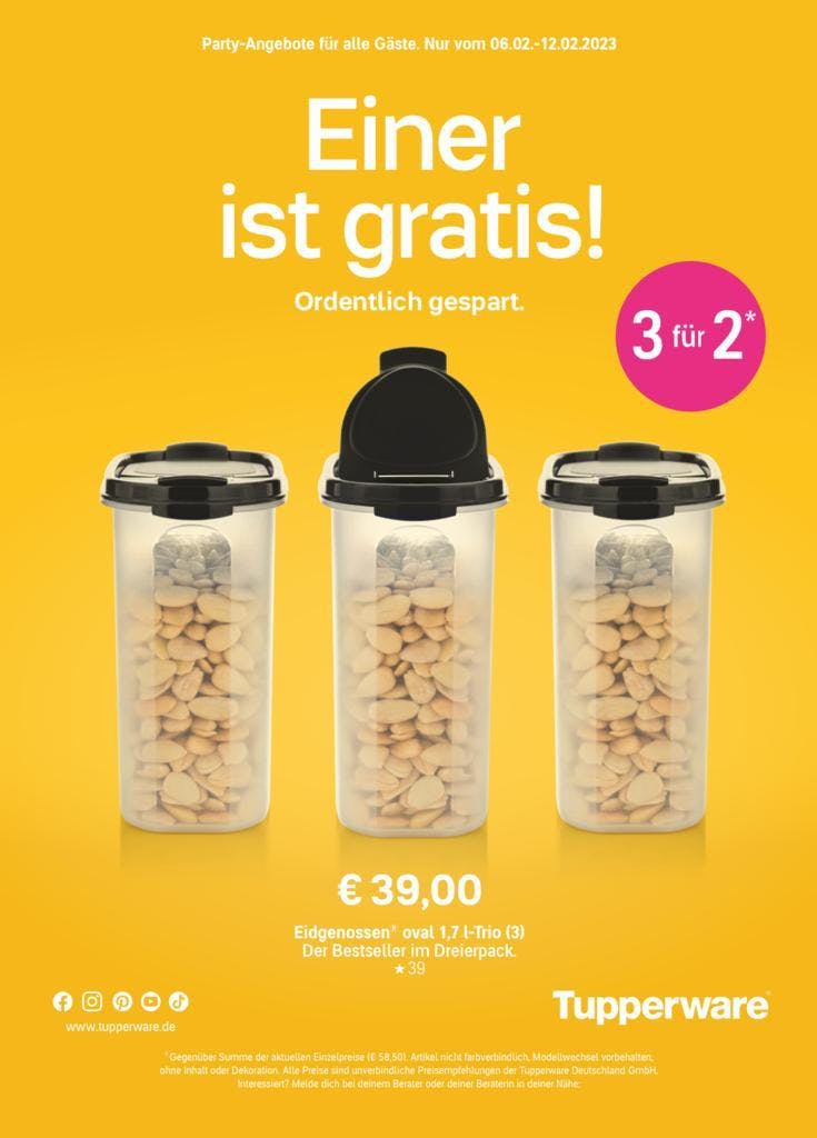 Werbung -
Die Eidgenossen haben den Eid geschworen, im Vorratsschrank für Frische, Ordnung und Übersicht zu sorgen und dabei so wenig Platz wie möglich in Anspruch zu nehmen.

go.tupperware.de/5338h6

#tupperware #party #küche #werbung