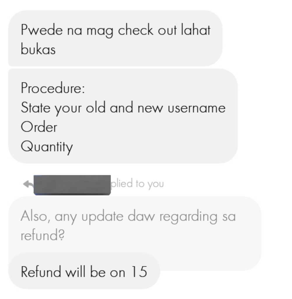 PurpleWorld_Sho's tweet photo. 020823 Update!

Sa lahat ng nag opt for replacement  pwede na magcheck out tomorrow, sco link will be up right after. Then sending of refund will be on Feb 15, as per owner. https://t.co/Sp2bIur9Vp