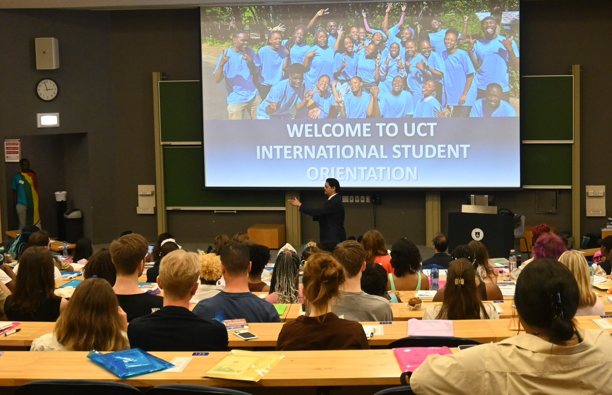 UCTGlobal's tweet photo. Warm welcomes and motivational speeches by UCT's VC Prof Phakeng, DVC Prof Harrison and UCT's International Office Director Dr Johnson at this years 2023 International Student Orientation. #WELCOME #welcometouct #happytohaveyou #internationalstudents #uct2023 https://t.co/KpScNiRfX9