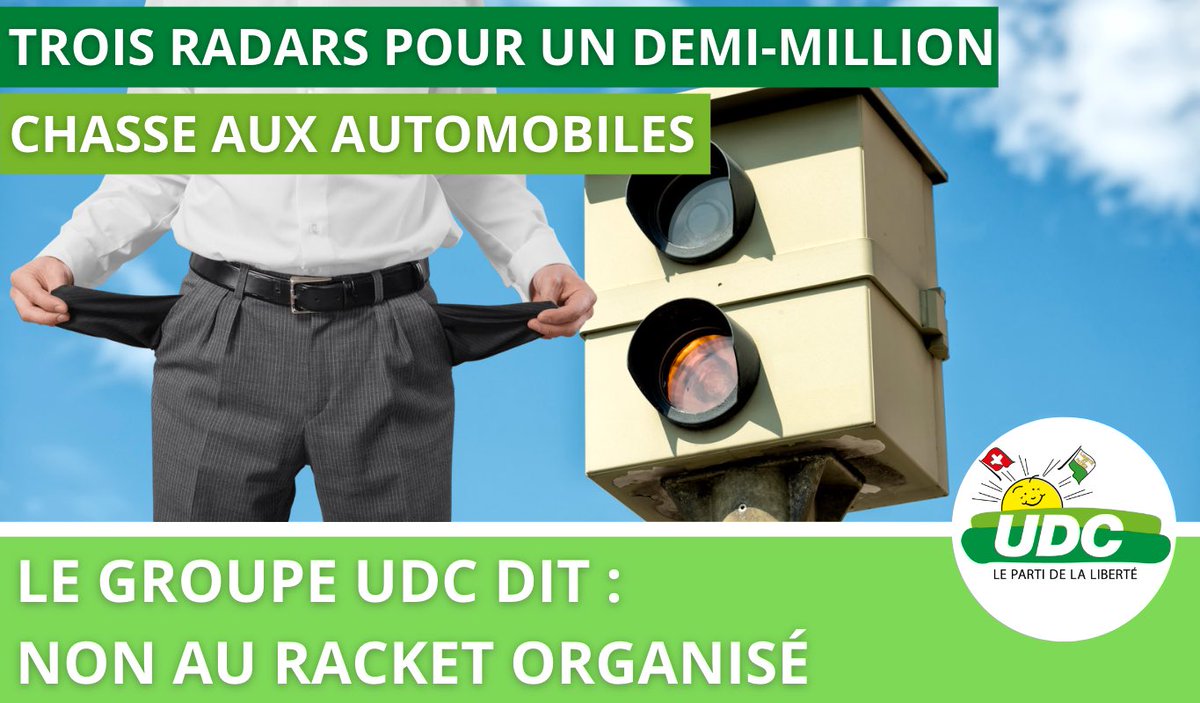 udcyverdon's tweet photo. "Seule l’UDC s’est opposée à cette «dépense inutile», rapporte 24 heures. Le parti estime que les automobilistes étaient déjà assez ponctionnés par les trois radars existants. La question a par contre convaincu la gauche majoritaire et quelque peu divisé le PLR." https://t.co/JtICUgKMhT